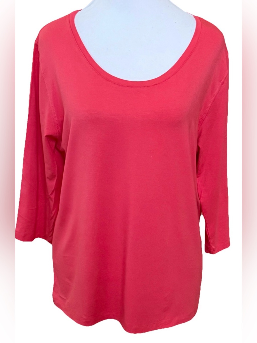 RIPSKIRT HAWAII Coral Super Soft 3/4 Sleeve Scoop Neck Top Blouse Size Large